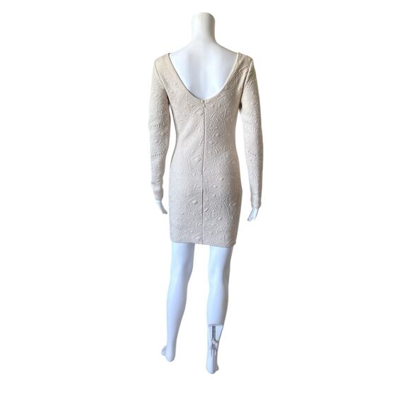 WINDSOR Womens Size Small Beige Embellished Long Sleeve Bodycon Mini Dress NWT - Picture 4 of 9